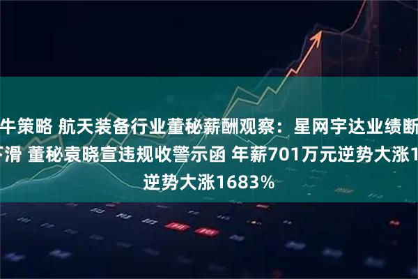 牛策略 航天装备行业董秘薪酬观察：星网宇达业绩断崖式下滑 董秘袁晓宣违规收警示函 年薪701万元逆势大涨1683%